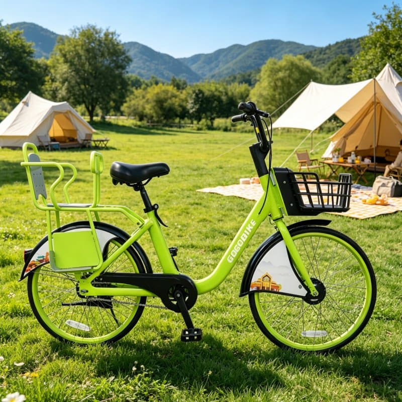 Smooth Riding Cyan Public Parent Child Bicycle for Park Pathways