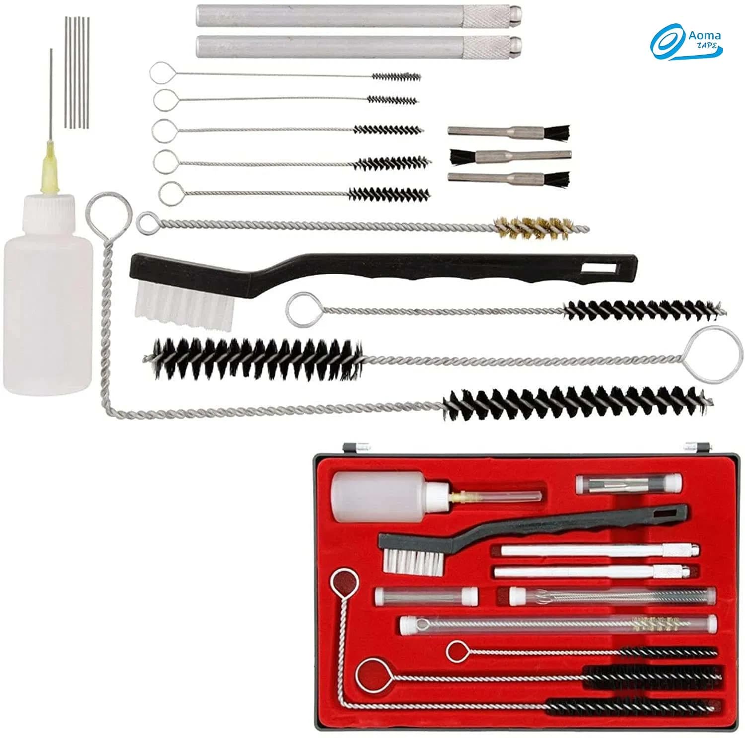 Spray Gun Cleaning Kit Case Air Tool Paint Gravity Detail Airbrush Cleaning Brush
