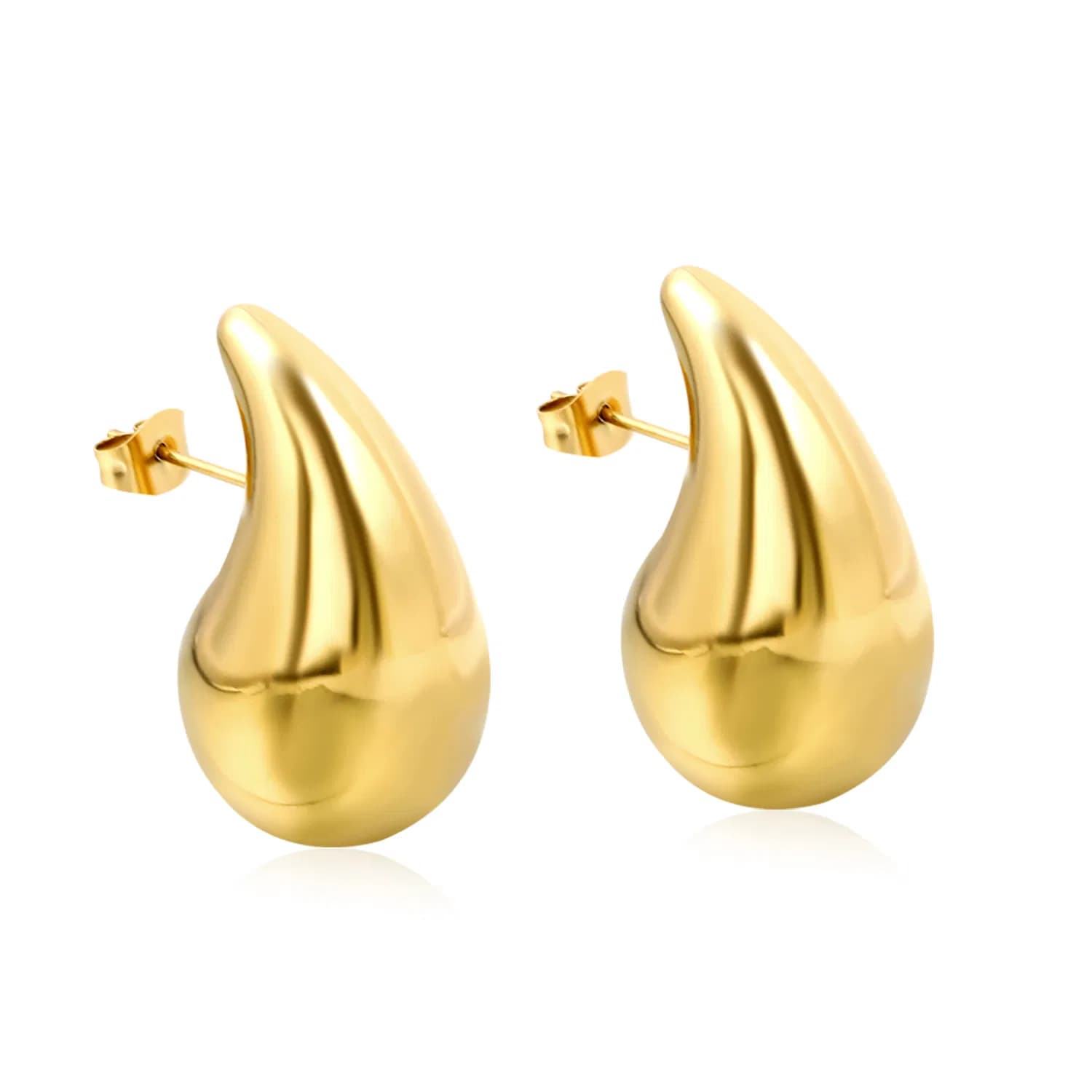 Ason Hot-Selling Gold-Plated Stainless Steel Jewelry 20mm Water Drop Stud Earrings