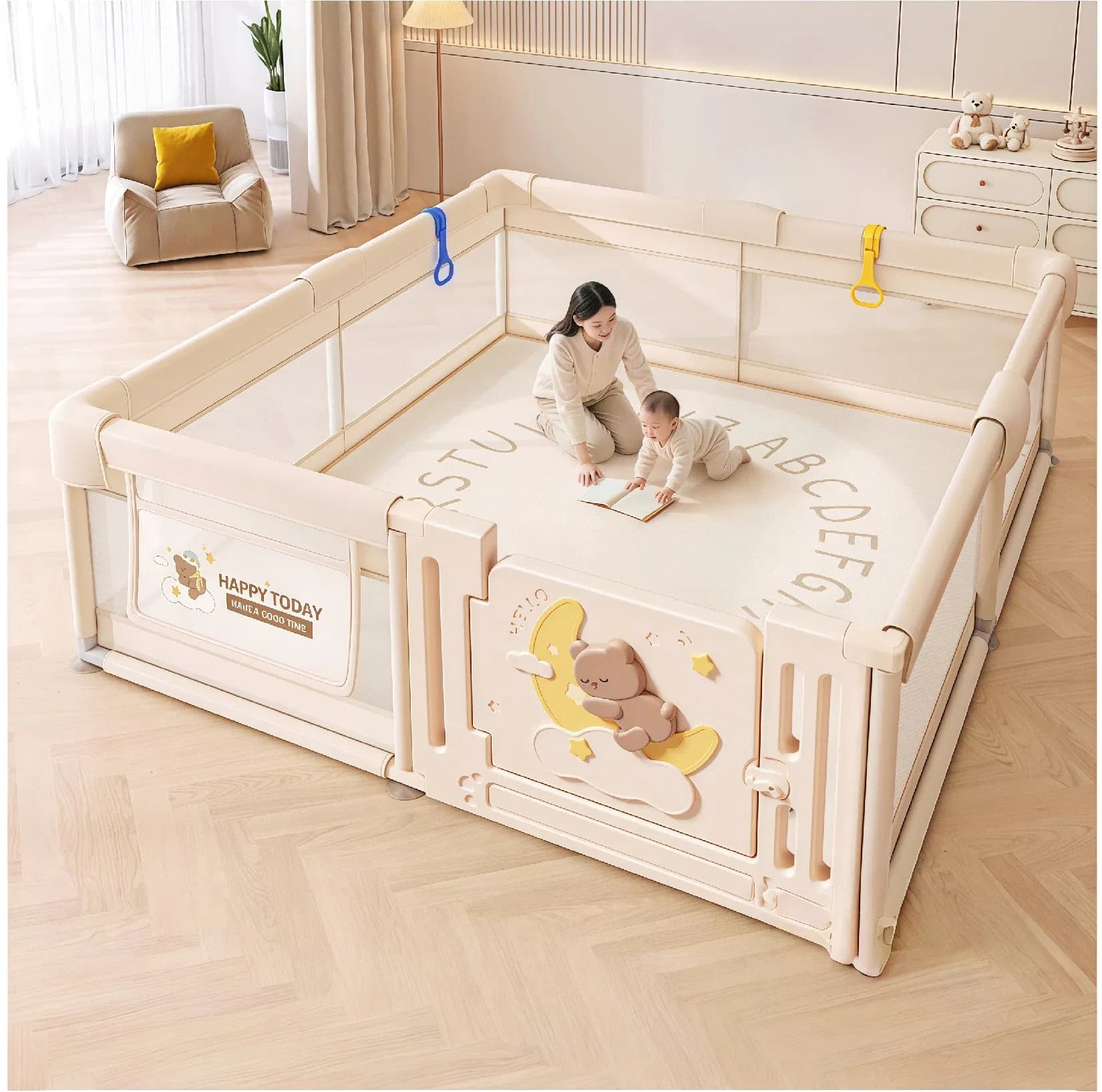 Lightweight Stable Breathable Safety Foldable Baby Playpen for Toddler Indoor Use