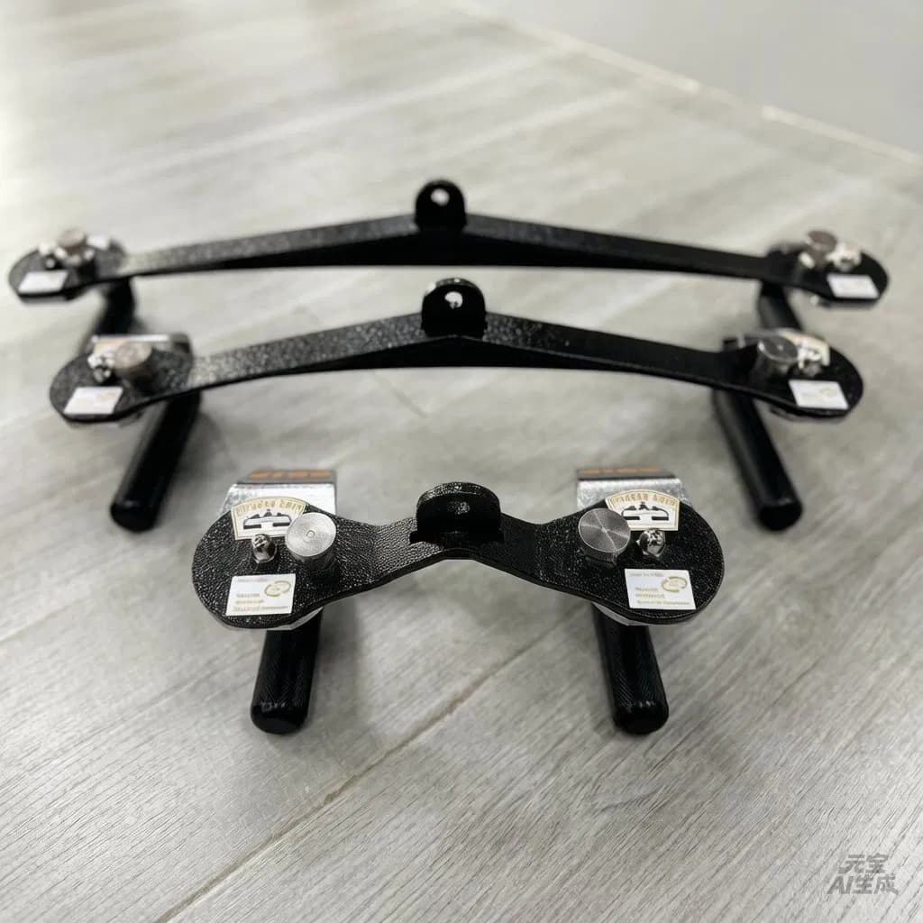Lat Pulldown Bar Set for Cable Machine 3-Bar Multi-Grip Attachments with 360° Rotating Handles 16-Position Adjustable Angles