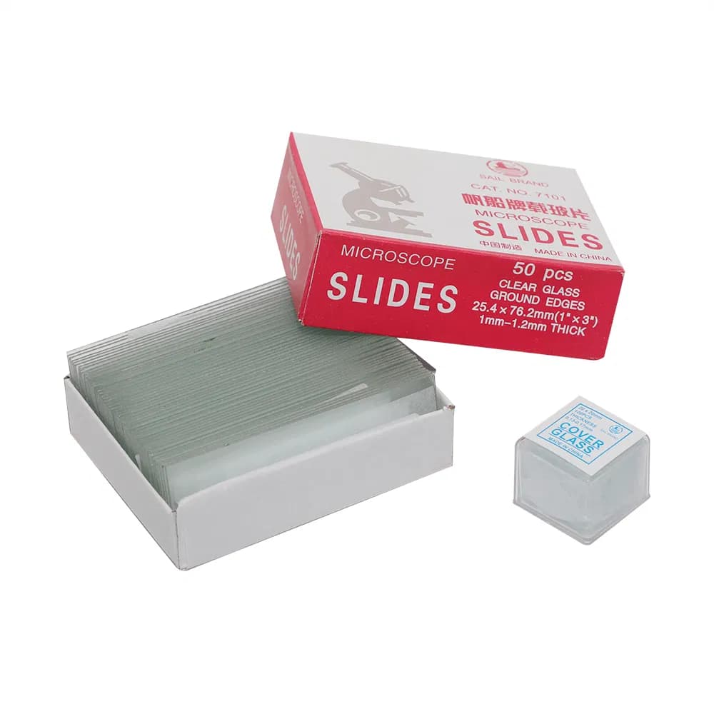 50 PCS Microscope Slides 1.2 Thick and 100 PCS Microscope Cover Glass