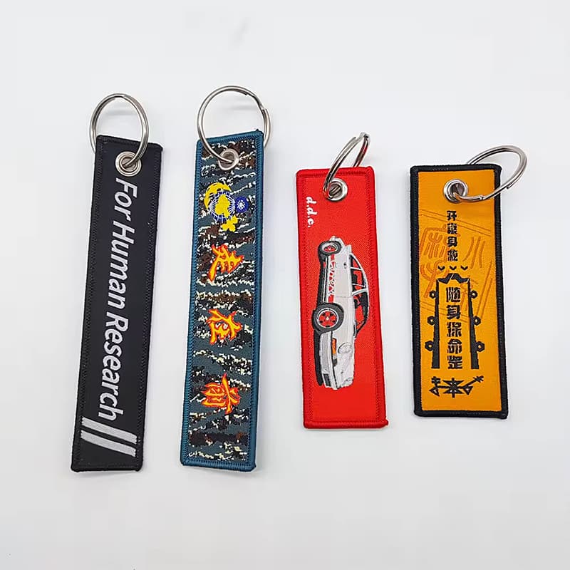 Custom Double-Sided Embroidered Keychain with Unique Logo Design