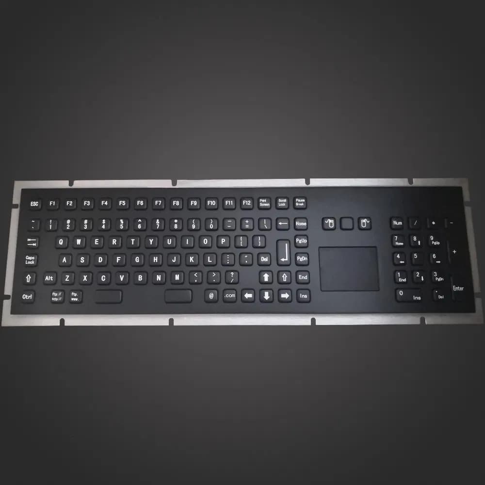 Vandal-Proof Waterproof Industrial Rugged Titanium-Plating-Black Backlight Metal Industrial Keyboard with Touchpad