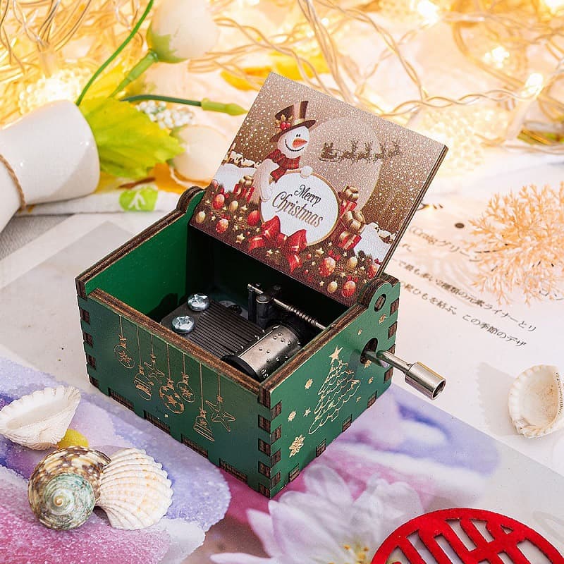 Wholesale Price OEM Manufacturer Personalized Promotion Promotional Gifts Custom Wind up Wood Wooden Christmas Santa Snowman Reindeer Music Musical Box Factory