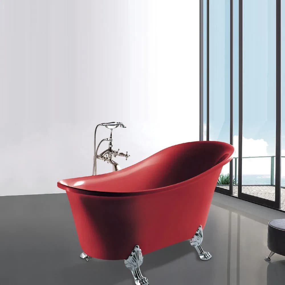 Fancy Classical Style Free Standing Red Color Acrylic Bathtubs