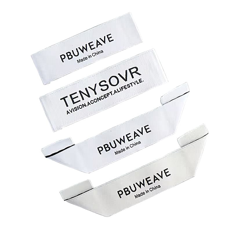 Custom Luxury High Density Fabric Thread Etiquetas Name Logowoven Label End Fold Garment Wash Neck Label for Clothing