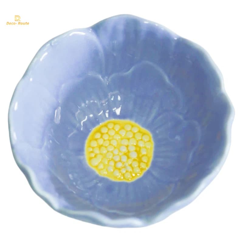 Fresh Floral Ceramic Spring Bowl with Smooth Glaze for Salad Serving