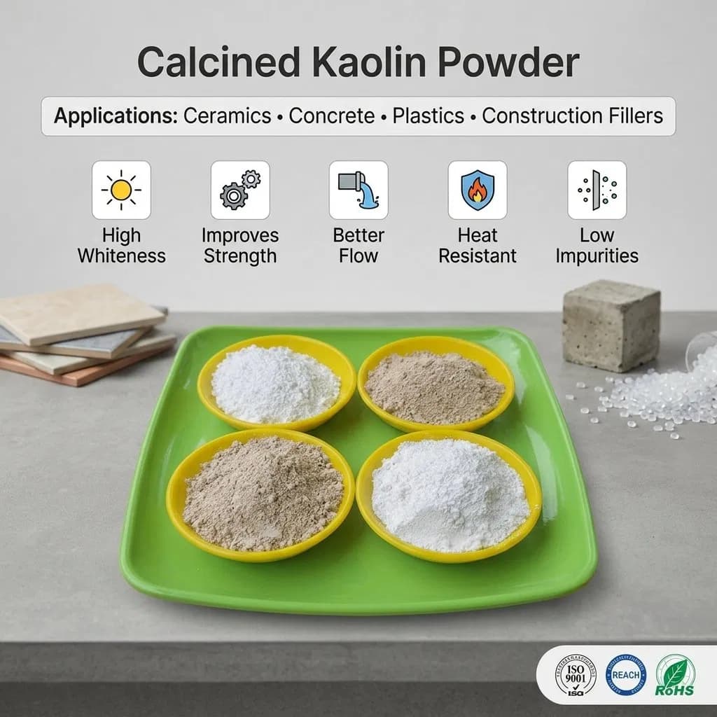 Made in China: High-Brightness Calcined Kaolin Manufacturer, with High Cost-Effectiveness. Suitable for Coating and Rubber Filler Applications.