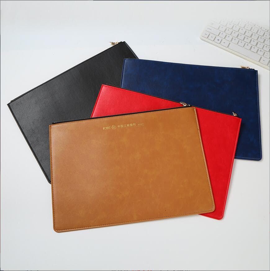 Customized Printing Stamping Logo Branding PU Storage Bag Paper Documents Storage Pouch