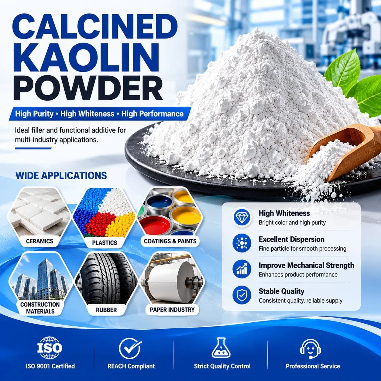 Environmentally Friendly Calcined Kaolin Paint Rubber Filler