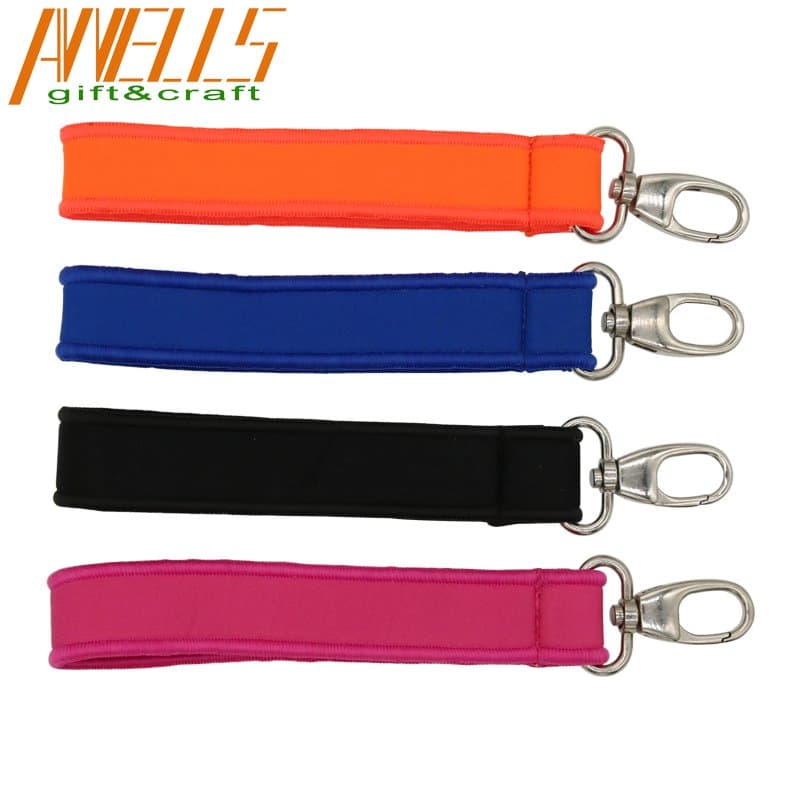 Stylish Black Metal Lock Ring Custom Short Keychain Climbing Both Side Jacquard Brand Logo Lanyards for Overcoats