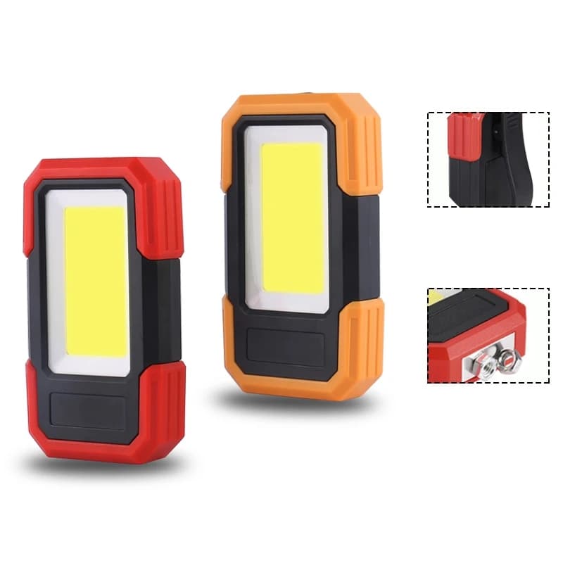 Helius Battery Powered COB Work Lamp 3 Lighting Modes LED Work Light Magnetic Base & Clip Portable Flashlight for Outdoor Car Repair