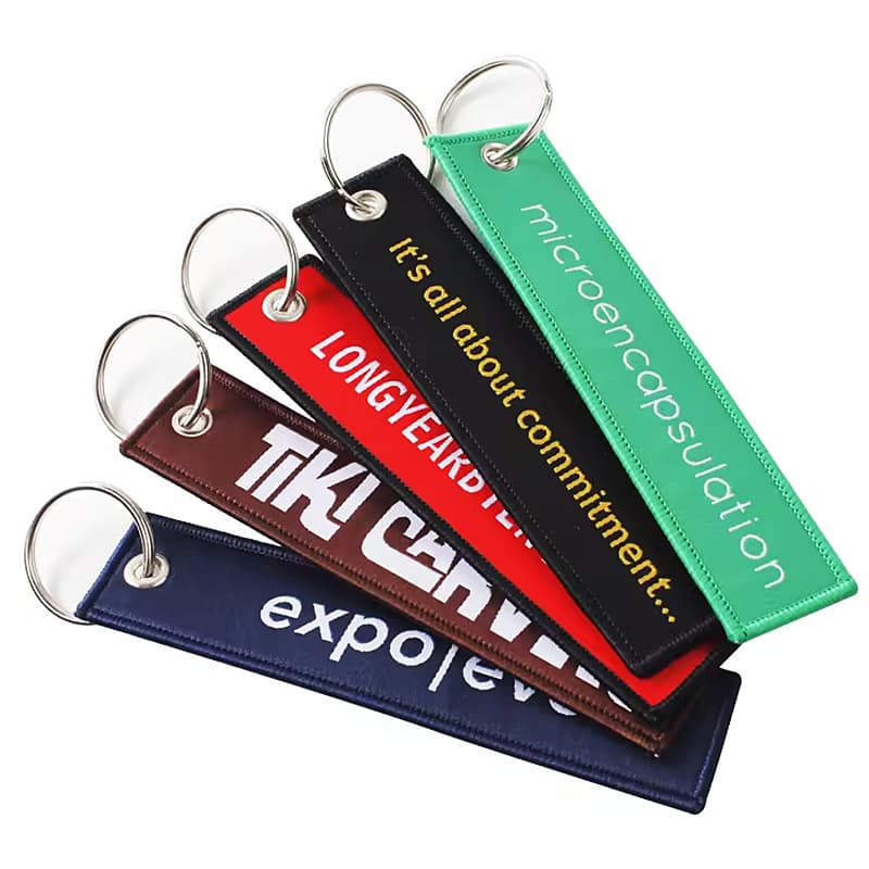 Personalized Blank Custom Logo Embroidery Fabric Woven Keyring Key Fob Key Tag Airplane Jet Tag Embroidered Airline Keychain