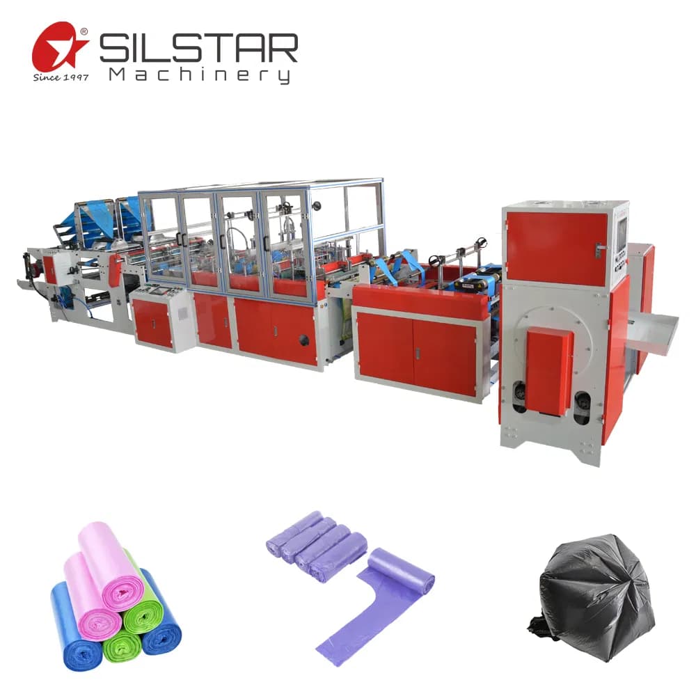 Guibao Silstar Machinery Automatic Plastic Garbage Bag on Roll Bag Making Machine for Rolling Flat T-Shirt S-Type Star Seal Garbage Bags