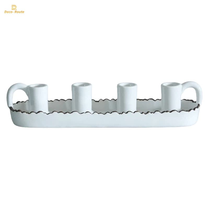 Easy Clean Glazed Ceramic Candlestick with Non Stick Surface for Wax Removal