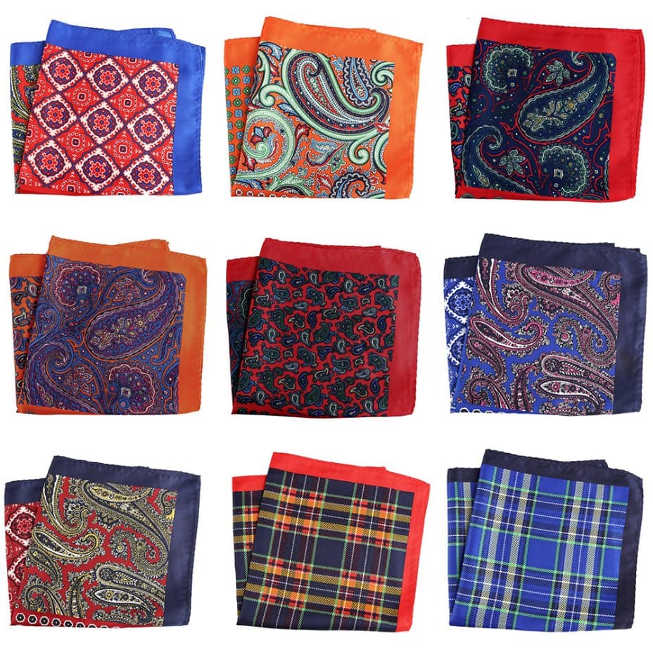 Stocked Free Shipping Large Size Mens Polka DOT Checked Paisley Handkerchiefs Pocket Squares