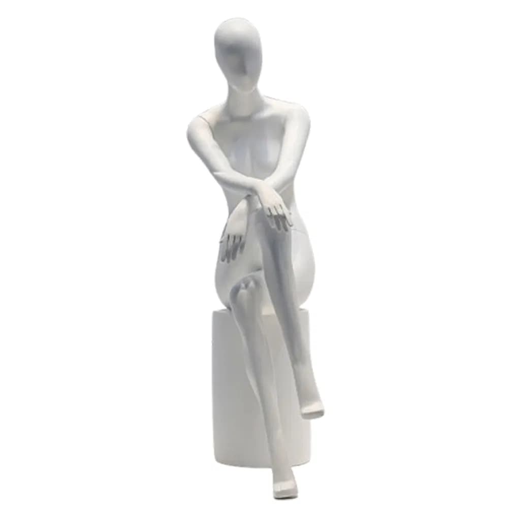 Best Sale Full Body Sitting Mannequin in Matt/Glossy Black/White Made of PE/PP/ABS/Fiber Glass with Cylinder/Cubic Stool for Male/Female Window Clothes Display