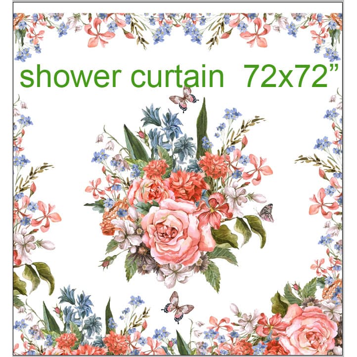 European Luxury Shower Curtain Peony Flowers Digital Printed Waterproof Curtain for Bathroom