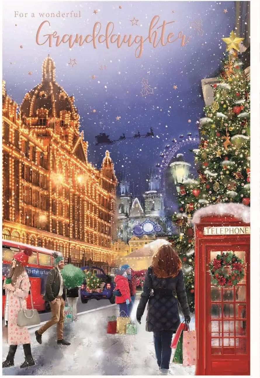 Snowy London Christmas Shopping Postcard Christmas Greeting Card Customization