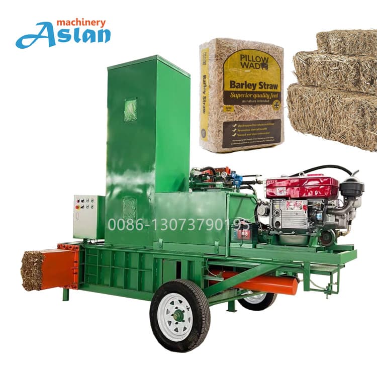 Traction Type Diesel Silage Baler Machine Straw Grass Crushing Baling Bagging Machine