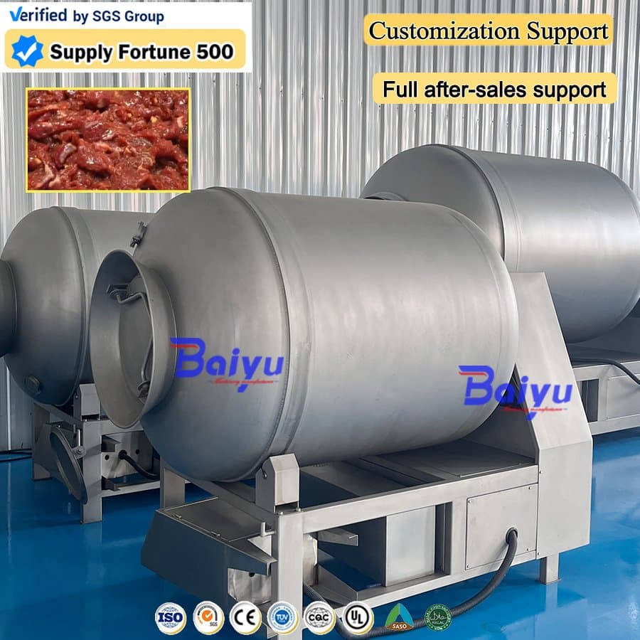 Baiyu CE Certified Advanced Meat Marinator Tumbler with PLC and Cooling System