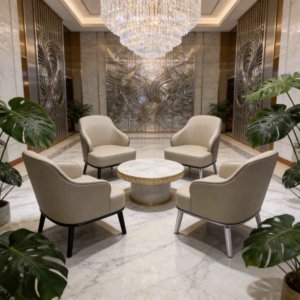 Wood Lobby Waiting Reception Chair Furniture Leather Hotel Leisure Lounge Chair