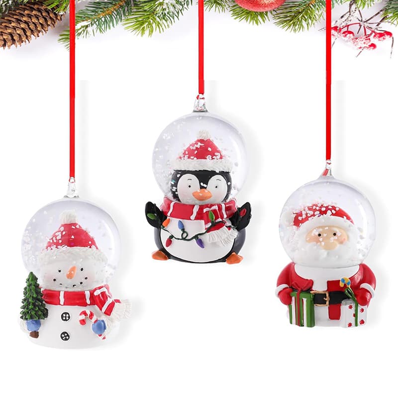 Christmas Snow Globe Santa Claus and Snow Man Christma Tree Snow Globe Hanging Decoration