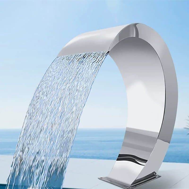 304 Stainless Steel Outdoor Waterfall Fountain with Cascading Spillway Spray Curtain for Garden SPA Pond Pool Decor