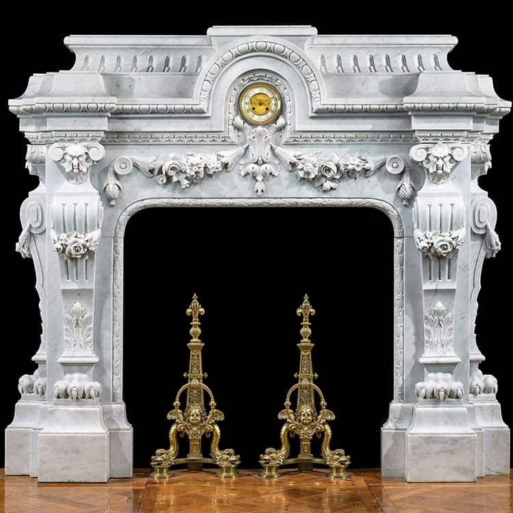 Classic Design Fireplace Mantel White Marble for Indoor