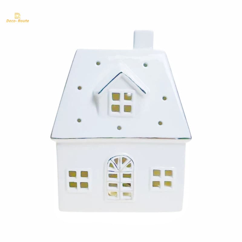 Elegant White Ceramic House Light Decorative Ornament for Home