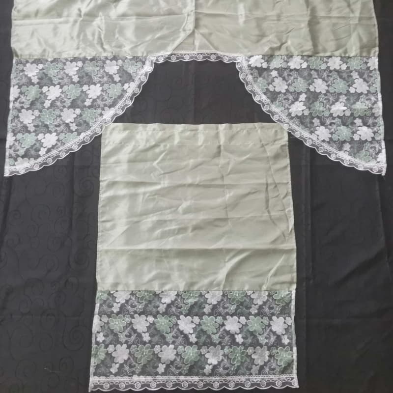 Embroidery Digital Printing Kitchen Curtain Panels and Valance Set for Living Room Bedroom Kitchen Curtain