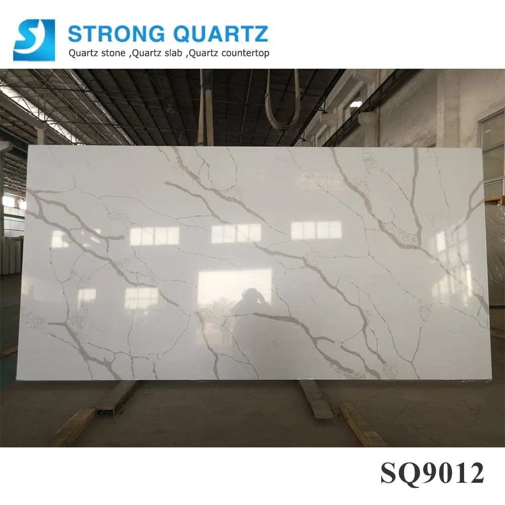 126X63'' Calacatta White Quartz Stone Slab Full-Slab for Countertop/Island Top Cutting