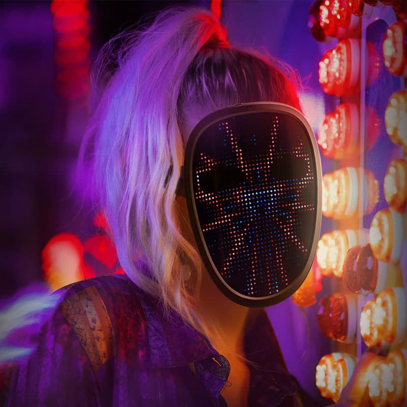 Rechargeable APP Control LED Face Mask Gesture Face-Changing Glowing in Dark LED Light Mask for Christmas Halloween Party