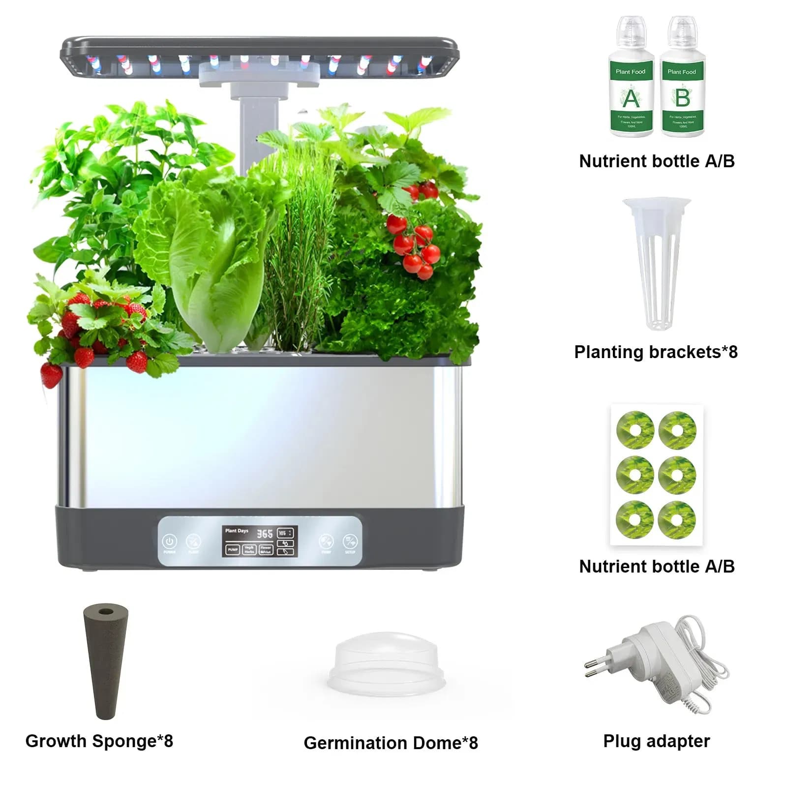 Versatile Herb Growing Setup Featuring Full-Spectrum LED Lights