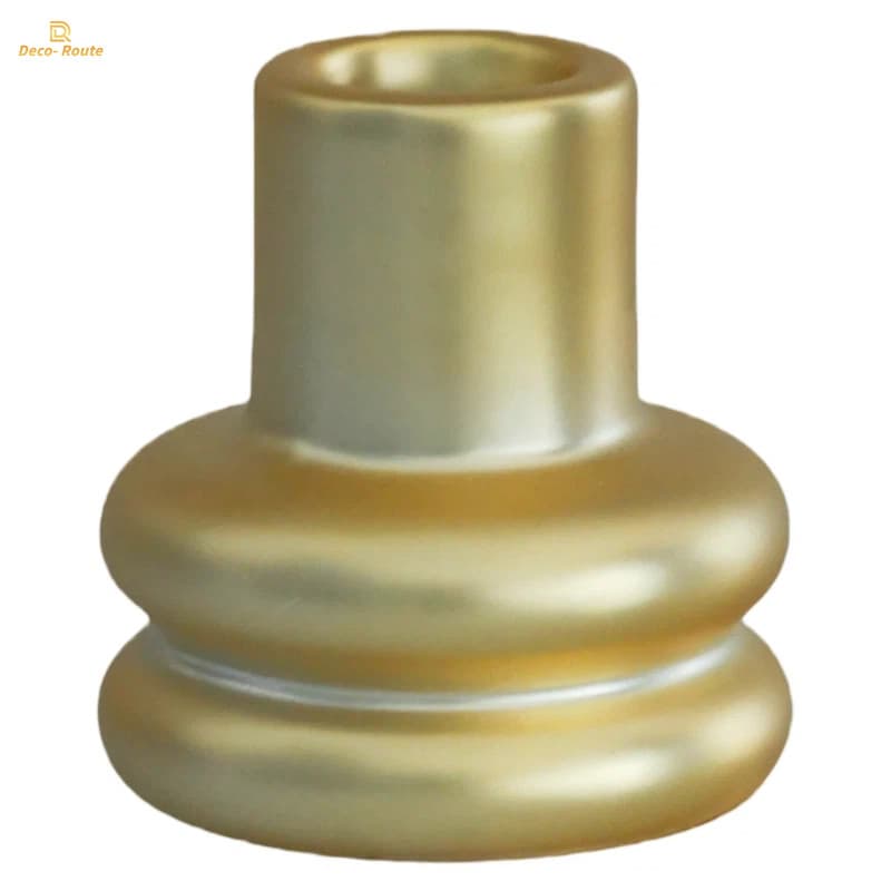 Luxury Gold Trim Ceramic Candlestick with Glazed Finish for Festive Events