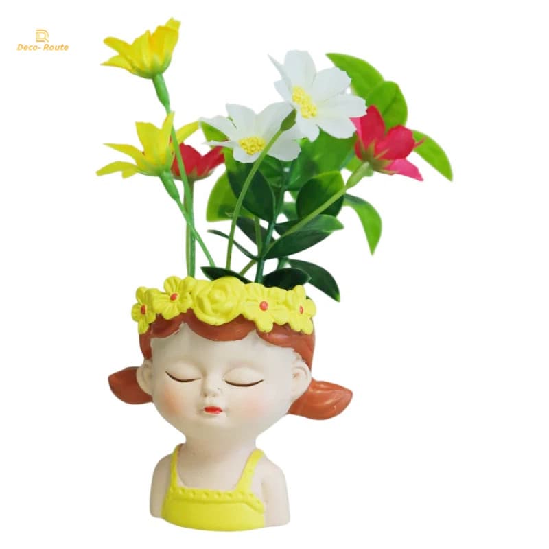 Nordic Style Polyresin Viking Potted with Helmet for Modern Home