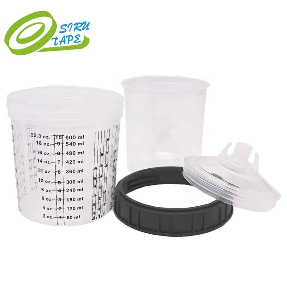 Wholesale Professional Automotive 60oml Plastic Paint Cup for Car Paint Spray Gun Paint Mixing Cup with Adapter for Spray Painting