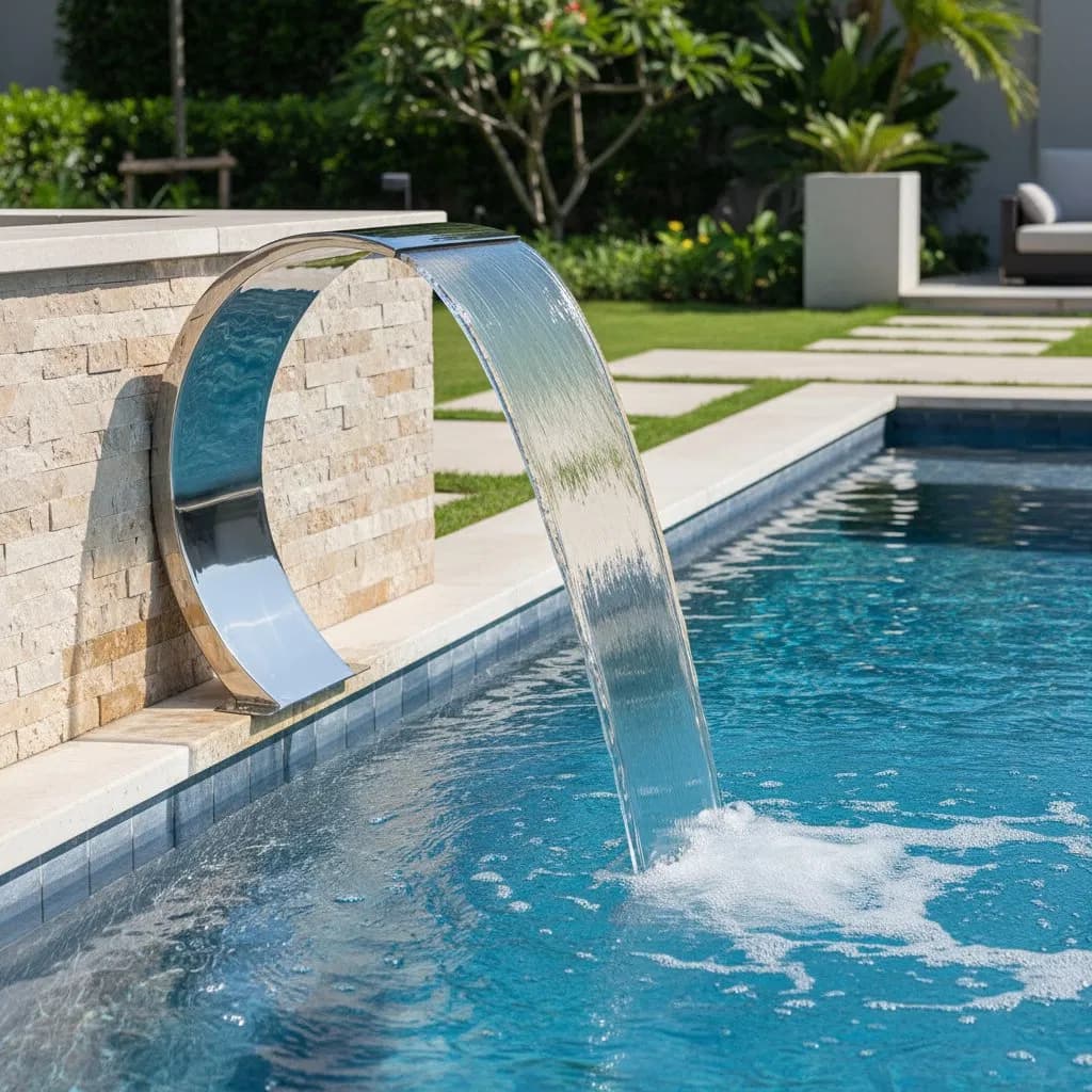 Swimming Pool & Garden Cascade Waterfall 304 Stainless Steel Fountain, Outdoor Spray Water Curtain for Pond, SPA, Garden Decor