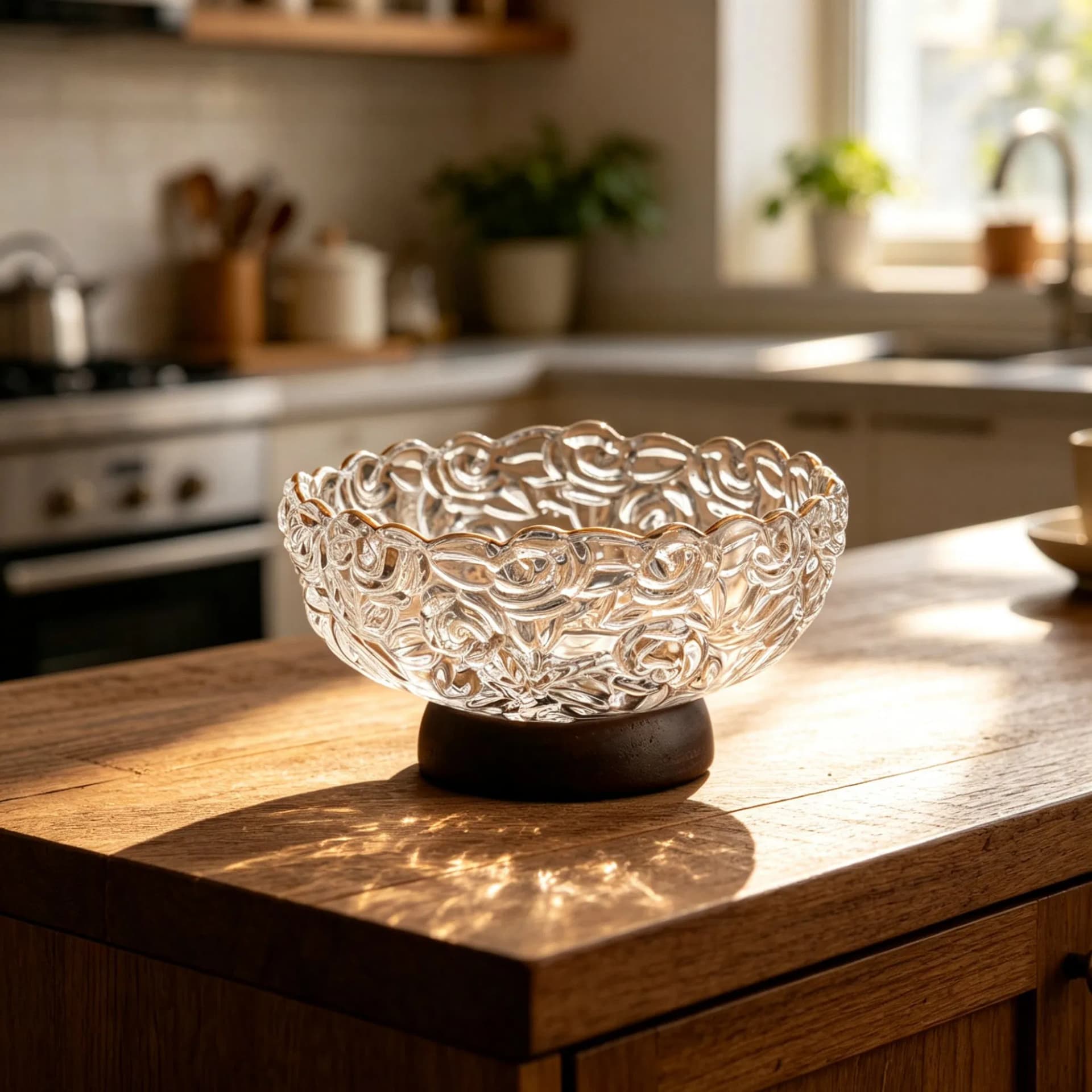 Embossed Glass Scalloped Bowl for Sweet Soup Lovers, Salad Eaters & Snack Fans for Dessert Shop Owners & Home Cooks