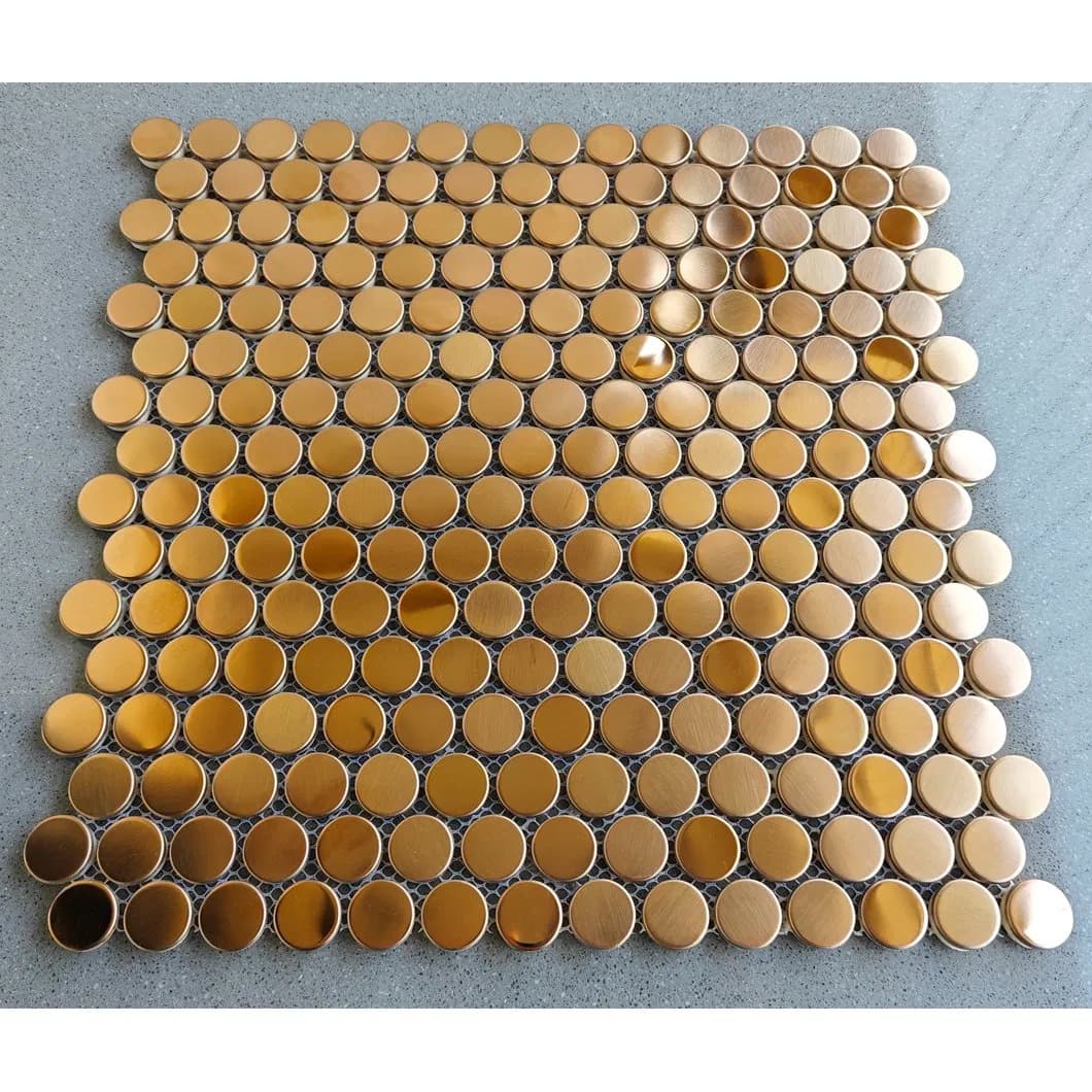 New Arrival Rose Golden Round Penny Stainless Steel Mosaic Tile for Home Decoration