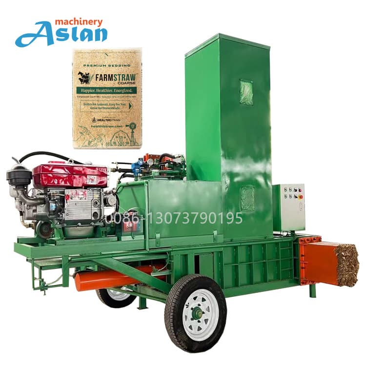Mobile Straw Crushing Baling Machine Diesel Engine Type Tractor Drive Straw Crusher Baler Machine