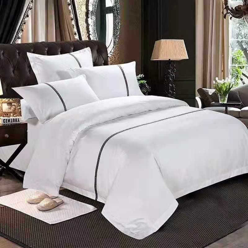 Twin Size Luxury Embroidery Bedding Sheet 100% Cotton Duvet Cover Set Hotel Linen 10