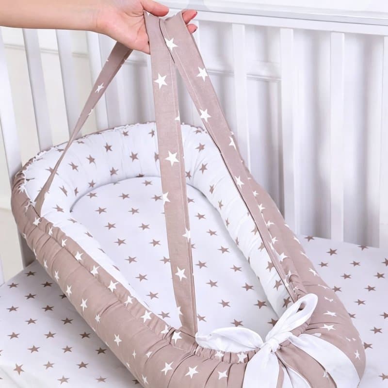 Star Print Portable Baby Lounger Pillow with Carry Straps for Newborns Baby Lounger Pillow