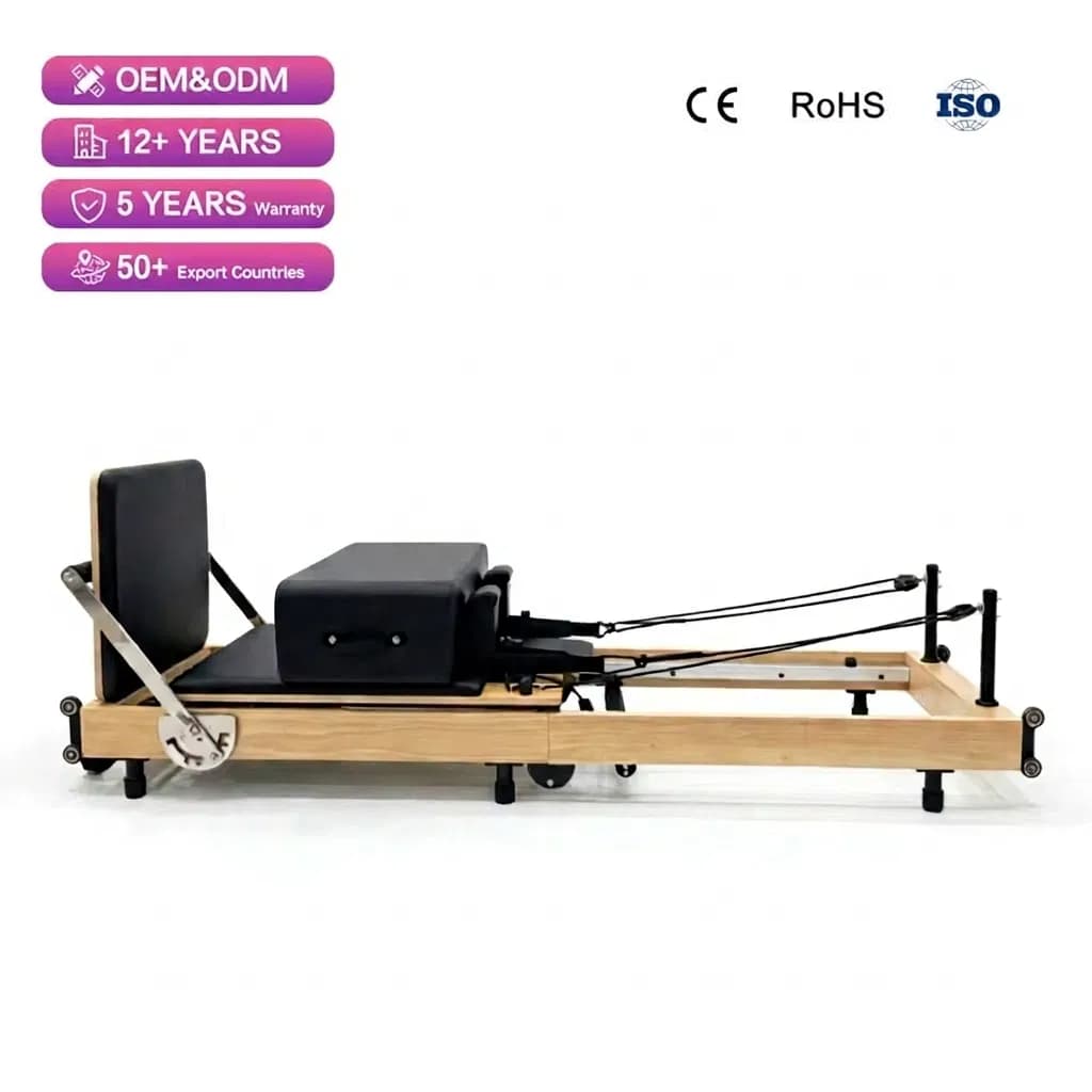 Wholesale Portable Foldable Oak Wood Machine Durable Pilates Reformer for Pilates Studios