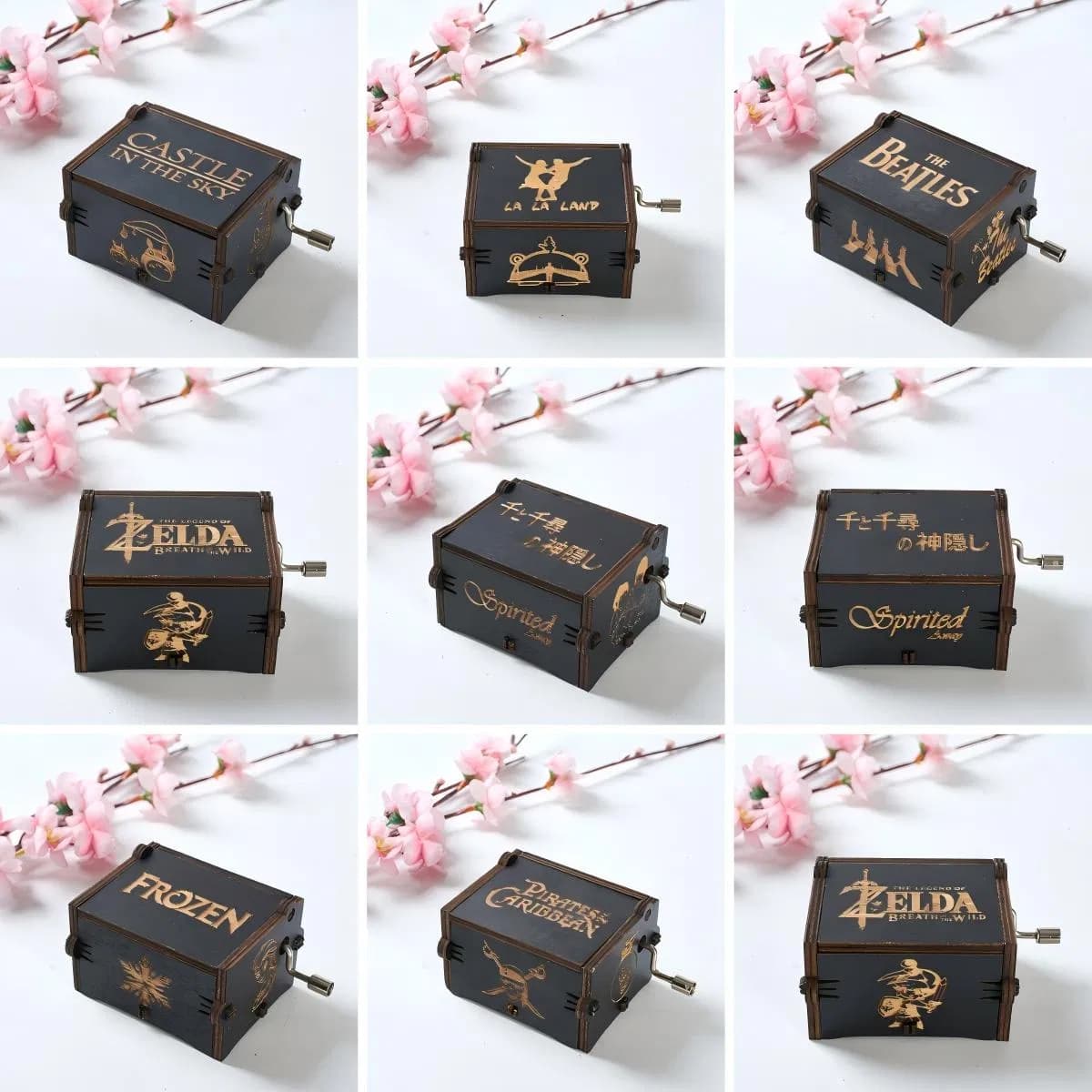 Wholesale Price OEM Manufacturer Personalized Christmas Gift Custom Hand Crank Musical Wind up Wood Hand Cranked Handcranked Mini Wooden Music Box Factory