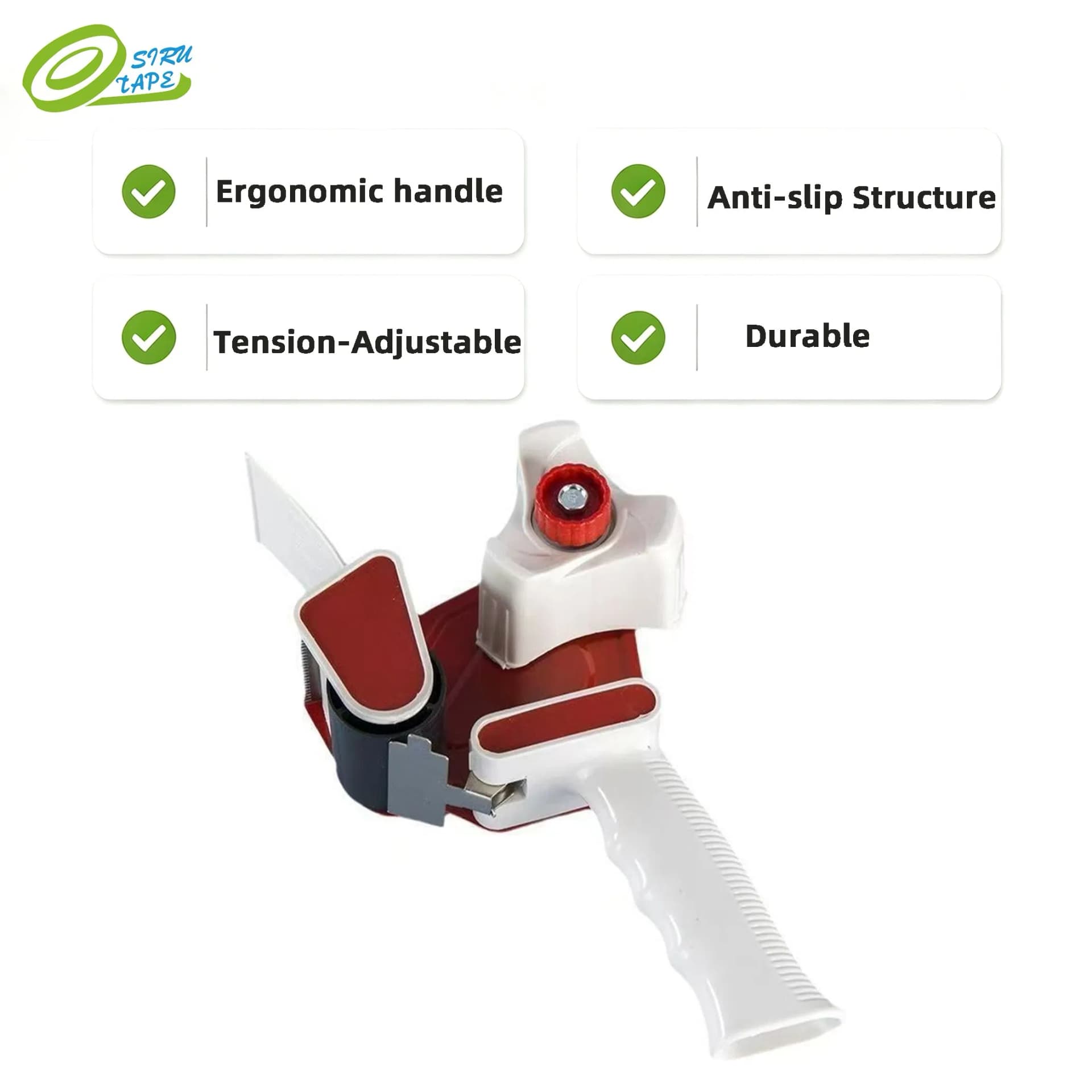 W139 Hand-Held Packaging Tape Dispenser Gun 2 Inch Adjustable-Tension Metal Blade Carton Sealing Tape Cutter for Box Packing Shipping