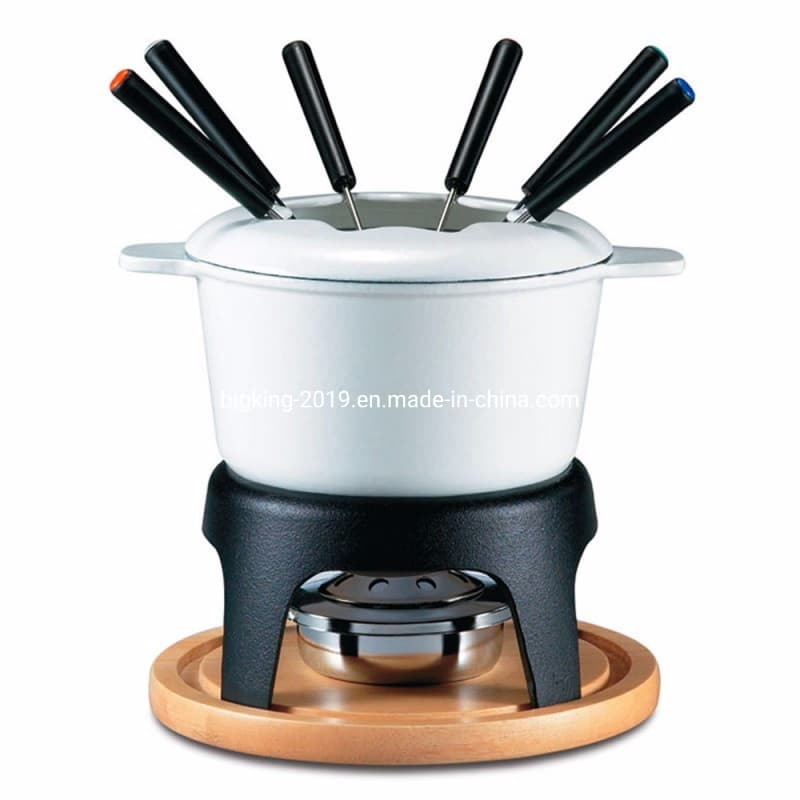 Nonstick Cast Iron 9 PCS Set Melting Kitchen Ware Hot Pot Set for Fondue
