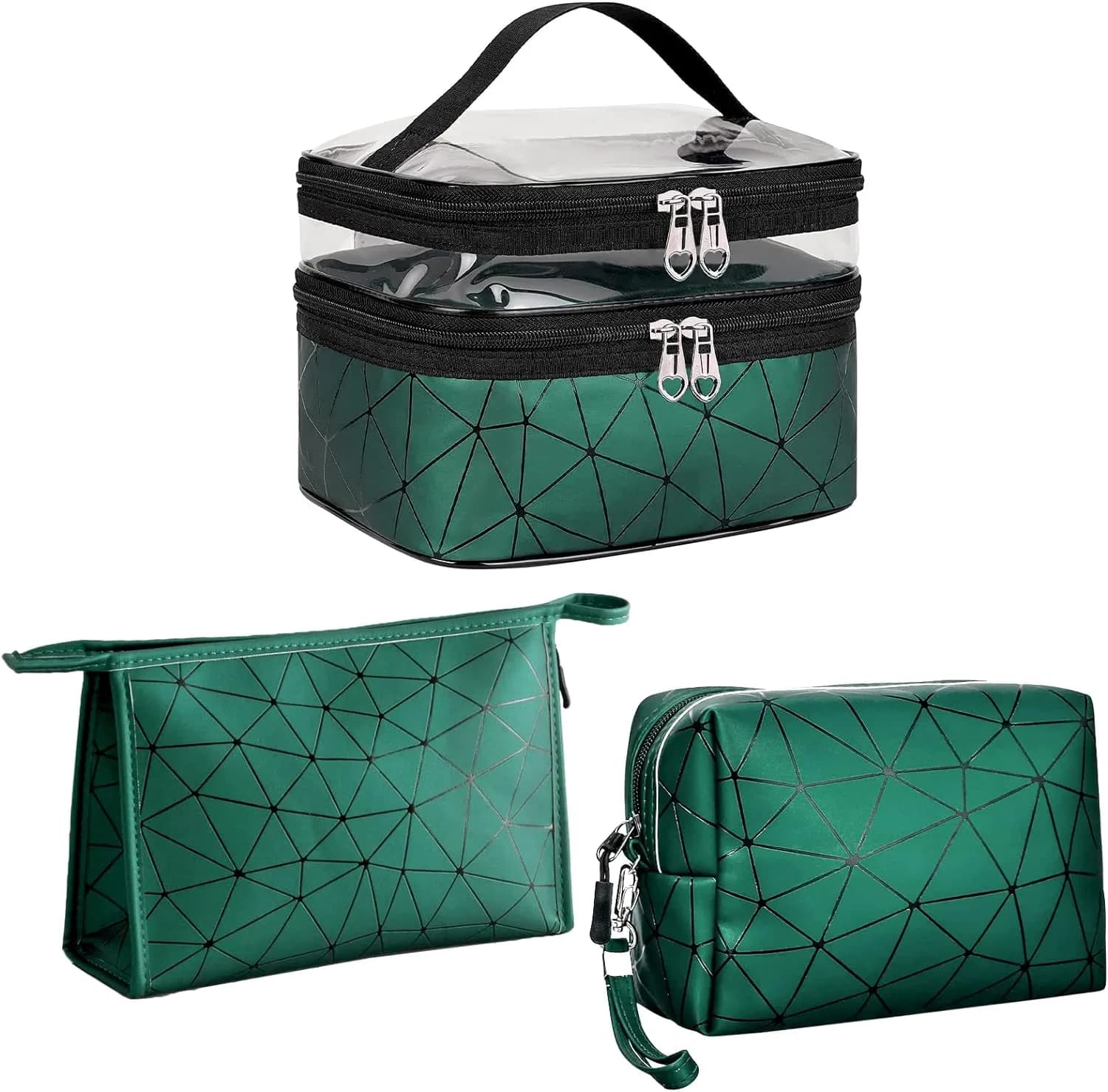 Water Resistant Double Layer Cosmetic Cases Large Portable Organizer Toiletry Travel Bag