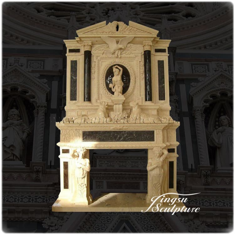 Customized Large Marble Fireplace Mantel for Villa